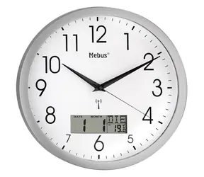 Mebus 19422 - Funkwanduhr mit Digitalanzeige / 30 cm / 1x AA