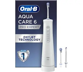 Oral-B AquaCare 6 Pro-Expert weiß / Munddusche / 3 Intensitäten / Pulsationsfunktion