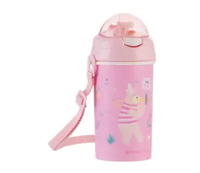 KikkaBoo Becher mit Silikon-Strohhalm und Riemen 450ml Music Fest Pink / ab 4 Jahren