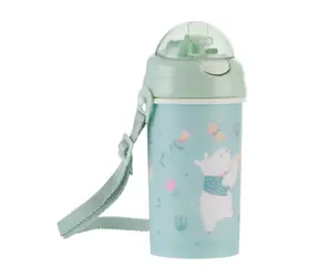 KikkaBoo Becher mit Silikon-Strohhalm und Riemen 450ml Music Fest Pink / ab 4 Jahren