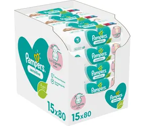 Pampers Sensitive Feuchttücher 1200 Stück (15 x 80 Stück)