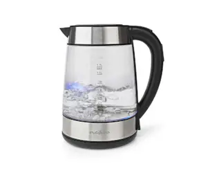 Nedis KAWK320EGS schwarz / Wasserkocher / 2200 W / 1,7 l / Temperaturanzeige / Glas 
