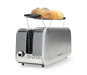 Nedis KABT400AL Silber / Toaster / 2 Langschlitze / 7 Bräunungsstufen / Auftaufunktion / Rost 