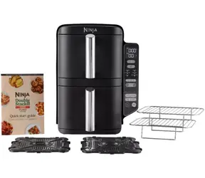 Ninja SL300EU schwarz / Heißluftfritteuse / 2470W / 2x 3.8 / 6 Programme / 2 Körbe 