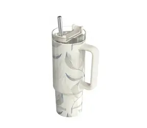 Quokka Edelstahl-Thermosbecher mit Strohhalm Stream Cotton 950 ml