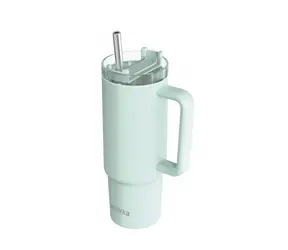 Quokka Edelstahl-Thermosbecher mit Strohhalm Stream Türkis 950 ml