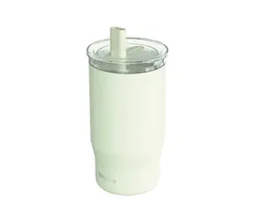 Quokka Edelstahl-Thermosbecher mit Strohhalm, Mist, Pastellgrün, 720 ml