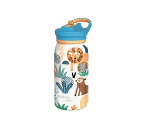 Quokka Edelstahl-Thermosflasche mit Trinkschnabel Pop Kids Safari 445 ml