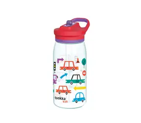 Quokka Plastikflasche mit Trinkhalm Glow Kids Cars 580 ml