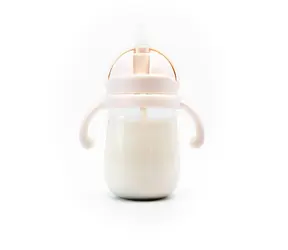 Kidnort Bringebaer Becher mit Strohhalm 240ml beige