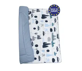 Bomimi PLAY Decke 120x120, Baumwolle, doppelseitig Autos, blau