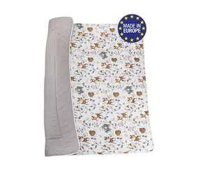 Bomimi PLAY Decke 120x120, Baumwolle, beidseitig Waldtiere, beige