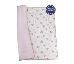 Bomimi PLAY Decke 120x120, Baumwolle, doppelseitig Schmetterlinge, rosa
