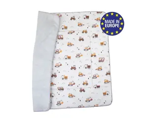 Bomimi PLAY Decke 120x120, Baumwolle, doppelseitig, kleiner Baumeister