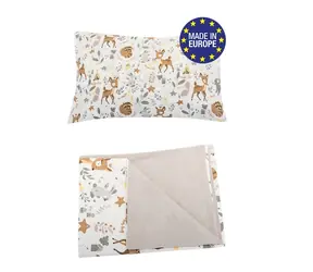 Bomimi BETTWÄSCHE 120x90 (Bettdecke + Kissenbezug) WALDTIERE, BEIGE xy
