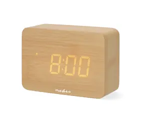 Nedis Digitaler Tischwecker, Holz, LED-Hintergrundbeleuchtung, Schlummerfunktion, Zeiteinstellung 