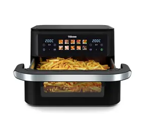 Tristar FR-9078 schwarz / Dualzone Flex Heißluftfritteuse / 2800 W / 10 l / 80 °C - 200 °C / 10 Programme