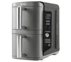 Unverpackt - Ninja SL400EU silber / Heißluftfritteuse / 2470 W / 2 x 4,75 l / 6 Programme / 2 Körbe / unverpackt