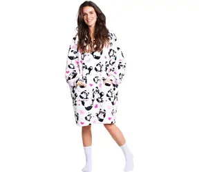 Ausgepackt - Cozy Noxxiez Panda - warme TV-Sweatshirt-Decke mit Kapuze für Teenager und Erwachsene / ausgepackt