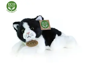 Rappa Plüschkatze weiß-schwarz liegend 16 cm / UMWELTFREUNDLICH / ab 0 Monaten