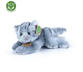 Rappa Plüschkatze grau liegend 30 cm / UMWELTFREUNDLICH / ab 0 Monaten