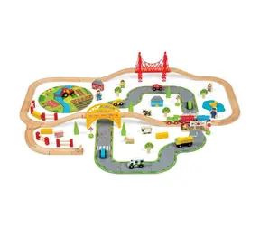 Bigjigs Rail Holzeisenbahnstrecke mit Landstraße 80 Teile