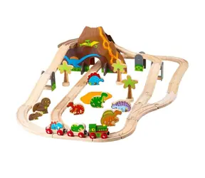 Bigjigs Rail Holzeisenbahn-Set Dinosaurier / 49 Teile / ab 3 Jahren