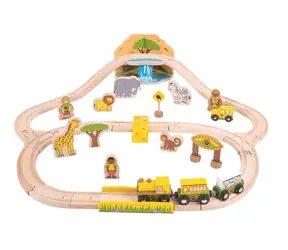 Bigjigs Rail Holz-Safari-Eisenbahn-Set / 38 Teile / ab 3 Jahren