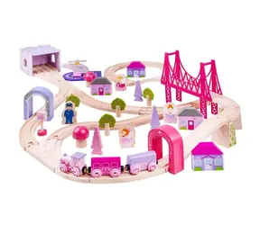 Bigjigs Raill Großes Prinzessinnen-Eisenbahnset aus Holz / 75 Teile / ab 3 Jahren