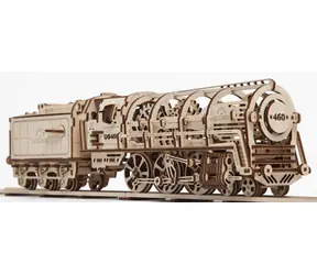 Ugears 3D-Mechanisches Holzpuzzle Dampflokomotive 4-6-0 mit Tender / Ab 14 Jahren / 443 Teile / Schwierigkeit: Hoch