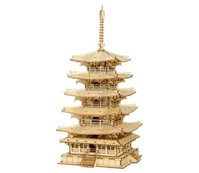 Robotime Holz-3D-Puzzle Fünfstöckige Pagode / ab 8 Jahren / 275 Teile / Schwierigkeit: niedrig