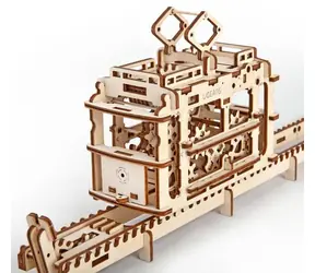 Ugears 3D mechanisches Holzpuzzle Seilbahn mit Gleis / ab 14 Jahren / 154 Teile / Schwierigkeit: mittel