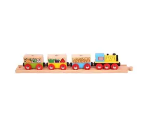 Bigjigs Rail Güterzug mit Gemüse + 3 Gleisen