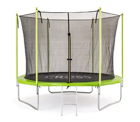 CROSS Trampolin mit Netz und Leiter grün-schwarz / 306 x 306 x 250 cm 