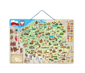 Woody Magnetische Karte von Polen mit Bildern und Brettspiel 3 in 1 / ab 3 Jahren