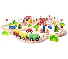 Woody Train mit Brücke und Haltestelle, 90 Teile / ab 3 Jahren