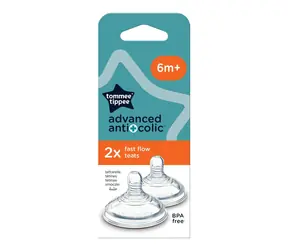 Tommee Tippee Ersatzsauger C2N ANTI-COLIC, schneller Durchfluss, 2 Stück / ab 6 Monaten