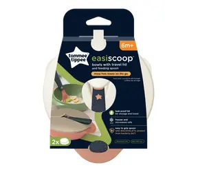 Tommee Tippee Easy-to-feed Schüsseln, 2 Stück mit Deckel und Löffel / ab 6 Monaten