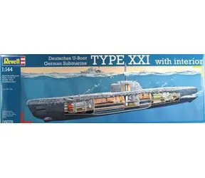 Revell Deutsches U-Boot Typ XXI / Plastikmodell / 1:144 / Anzahl Teile 163 / Altersempfehlung: ab 12 Jahren