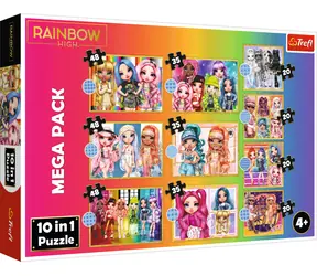 Trefl - Puzzle - Puppen Rainbow High Mega PACK 10in1 / 4x20,3x35,3x48 / 4X(16,7x15,6cm), 6x(22,3x15,6cm) / ab 4 Jahren