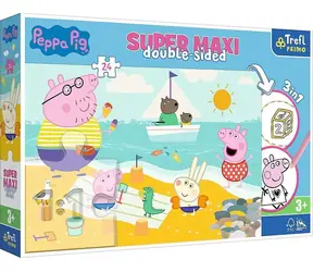Trefl Junior - Puzzle - Super Maxi 3in1 doppelseitig Peppa Pig / 24 Teile / 60 x 40 cm / Alter 3+