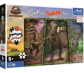 Trefl Junior - Puzzle - Puzzle Super Shape XL Jurassic World: Chalk Camp / 104 Teile / 60 x 40 cm / Alter 5+