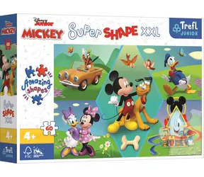 Trefl Junior - Puzzle - Puzzle Super Shape XXL Mickey Mouse: Spaß / 60 Teile / 60 x 40 cm / Alter 4+