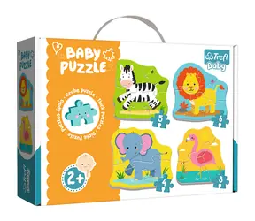 Trefl Baby - Puzzle - Tiere auf Safari 4 in 1 / 3+4+5+6 Teile / ab 2 Jahren