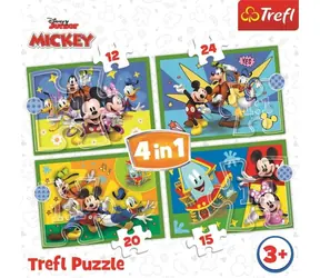 Trefl - Puzzle - Mickey's Club: Mit Freunden 4in1 / 12 + 15 + 20 + 24 Teile / 28,5 x 20,5 cm / ab 4 Jahren