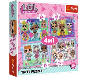 Trefl - Puzzle - LOL Surprise: Lernen Sie die Puppen 4in1 / 35 + 48 + 54 + 70 Teile / 28,5 x 20,5 cm / ab 4 Jahren kennen