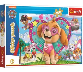 Trefl - Puzzle - Funkelndes Puzzle Paw Patrol In Skye's Glow / 100 Teile / 48 x 34 cm / Alter 5+