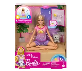Mattel HHX64 Barbie Self-Care - Puppe und Meditation von morgens bis abends / ab 3 Jahren