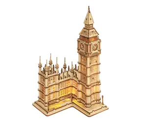 Robotime Holz-3D-Puzzle Big Ben beleuchteter Uhrenturm / ab 14 Jahren / 220 Teile / Schwierigkeit: mittel 