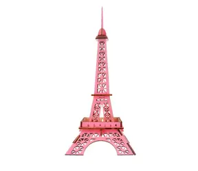 Woodcraft 3D-Holzpuzzle Eiffelturm rosa / 25 Teile / ab 8 Jahren / Schwierigkeitsgrad: einfach 